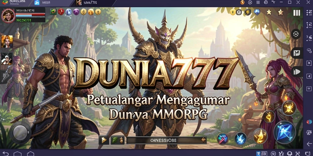 Screenshot DUNIA777 menampilkan pertempuran mendebarkan dalam dunia MMORPG.