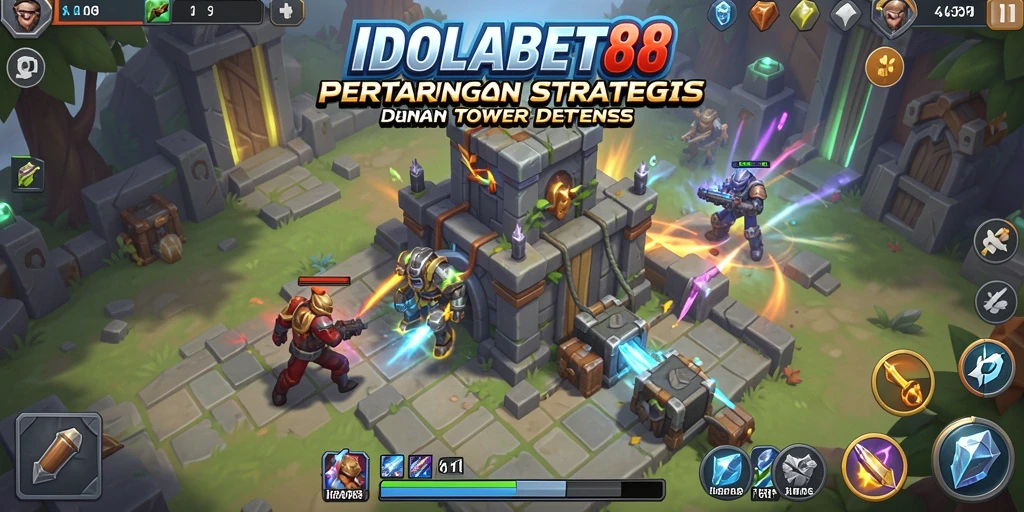 Tangkapan layar gameplay IDOLABET88 yang menampilkan pertahanan menara yang strategis.