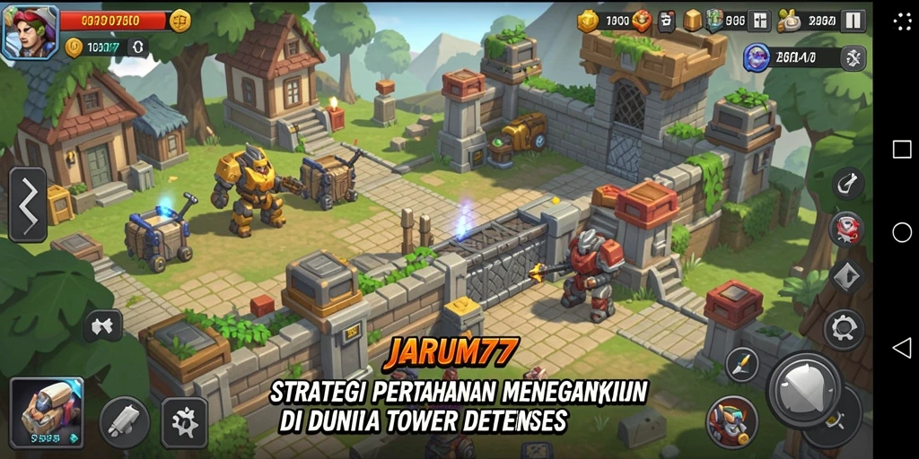 Tangkapan layar menunjukkan aksi mendebarkan dalam JARUM77 Tower Defense.