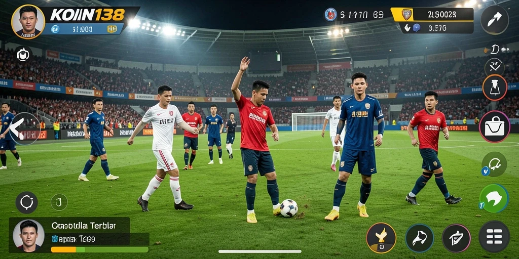 Tampilan gameplay KOIN138 yang mendebarkan dalam pertandingan sepak bola.