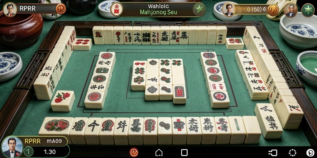 Screenshot gameplay RPRR, menampilkan serunya permainan Mahjong.