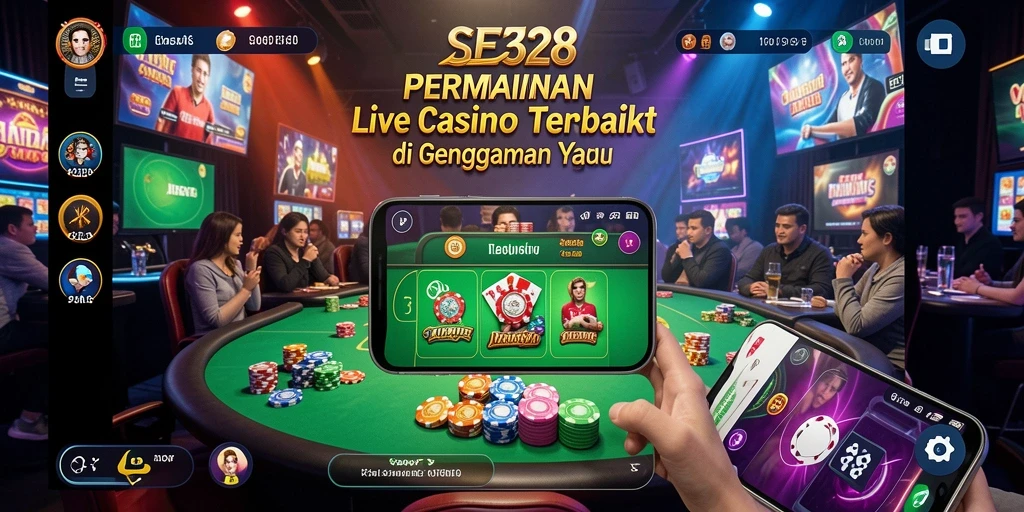 Screenshot gameplay SE328 menampilkan suasana kasino live yang mendebarkan.