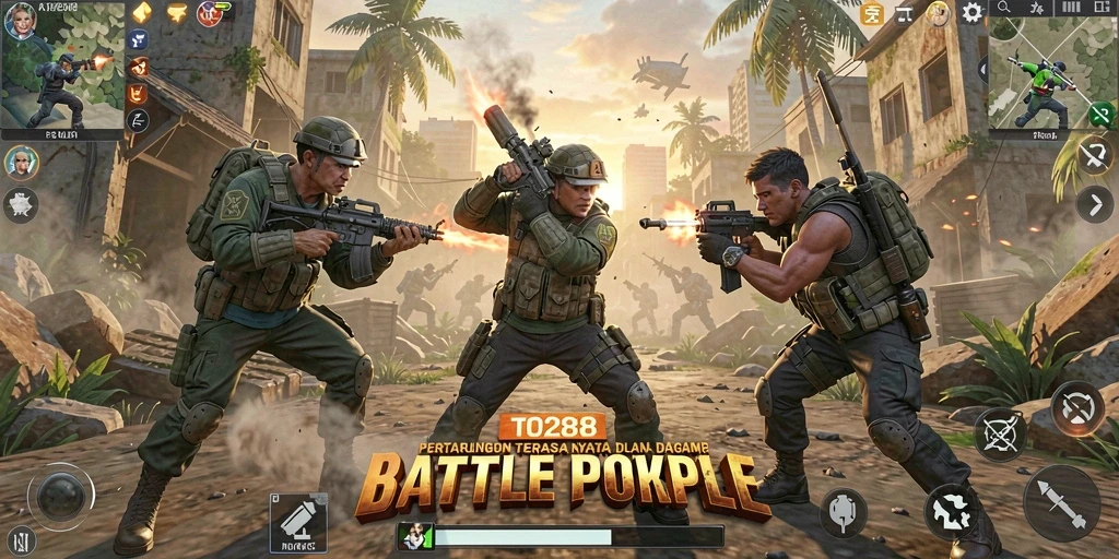 Tangkapan layar dari gameplay seru TO288 di medan pertempuran Battle Royale.